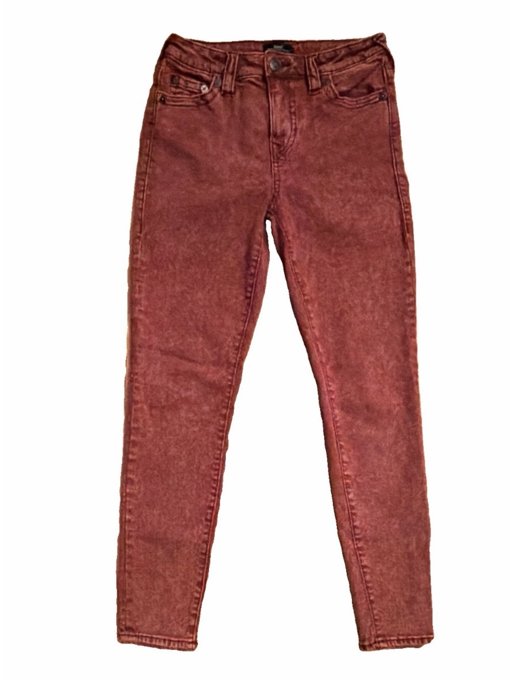 True Religion Halle Red Acid Wash High Rise Super Skinny Jeans 26 NWOT